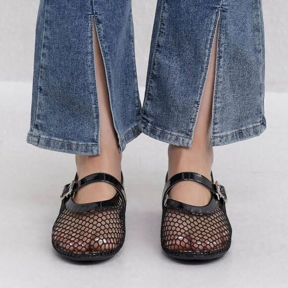 Adoli Love NEW IN BOX Black Mesh Ballerina Ballet Open Crochet Shoes US 8 - Picture 2 of 6